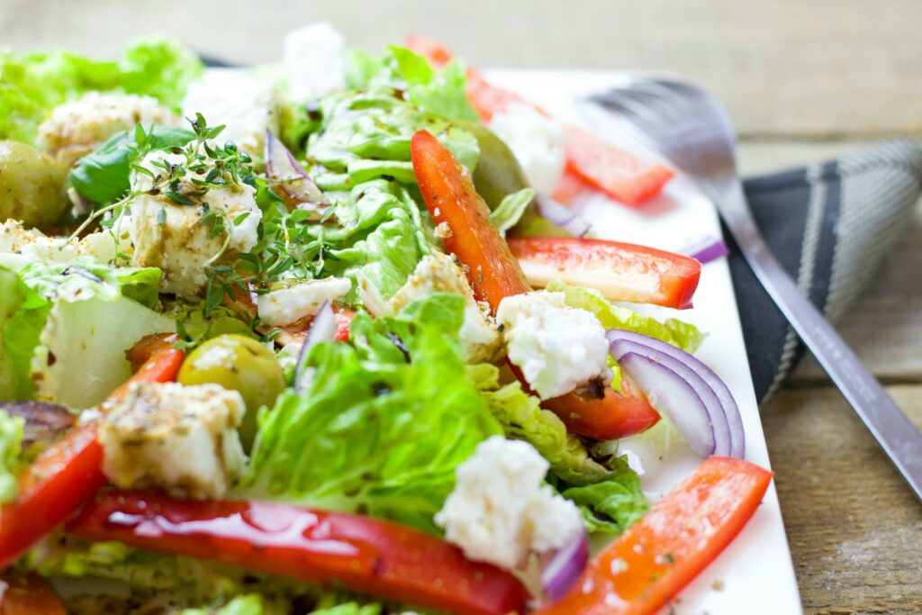 pexels-photo-434258-434258 Colorful Greek salad with fresh vegetables and feta cheese.